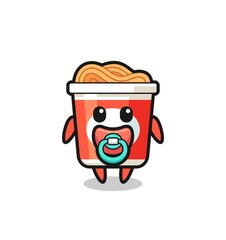 baby instant noodle cartoon character with pacifier