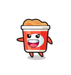 instant noodle cartoon with very excited pose