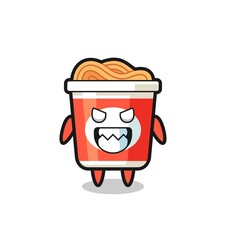 evil expression of the instant noodle cute mascot character