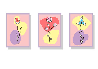 Designed flowers in minimalistic style