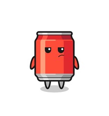 cute drink can character with suspicious expression