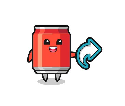 cute drink can hold social media share symbol