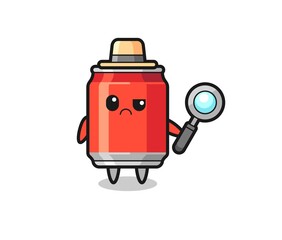 the mascot of cute drink can as a detective