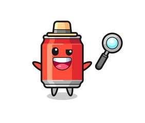 illustration of the drink can mascot as a detective who manages to solve a case