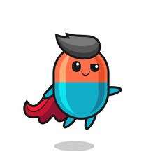 cute capsule superhero character is flying