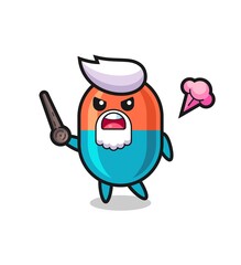 cute capsule grandpa is getting angry