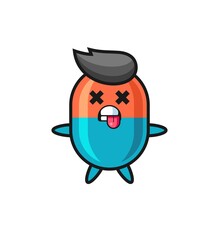 character of the cute capsule with dead pose