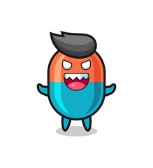 illustration of evil capsule mascot character