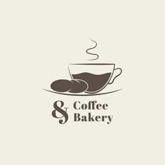 coffee cup logo and bread bakery retro vintage style logo, badge, emblem vector symbol icon design concept inspiration idea illustration