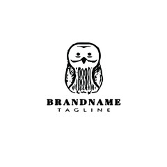 owl cartoon logo icon design template black vector cute