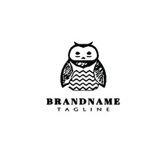 owl cartoon logo icon template black vector illustration