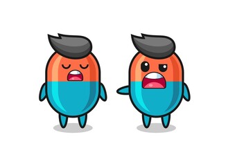illustration of the argue between two cute capsule characters