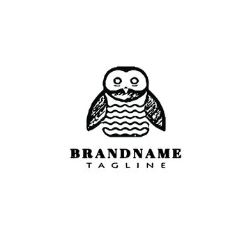 owl cartoon logo icon design template black cute illustration