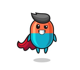 the cute capsule character as a flying superhero