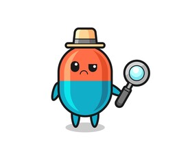 the mascot of cute capsule as a detective