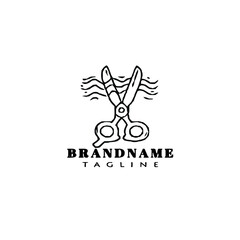 cute scissors logo cartoon design icon black flat illustration