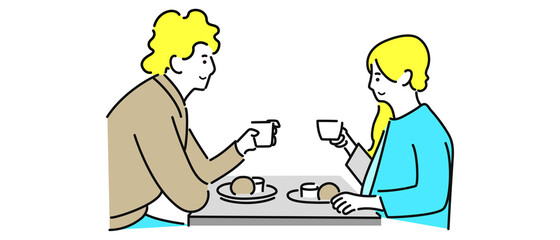 デートする男女のイラスト