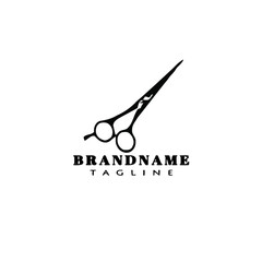 cute scissors logo cartoon symbol icon black vector illustration