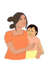 Mother holding her child