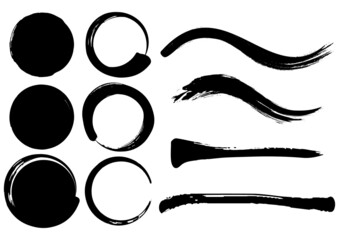 年賀状　和風　筆　線　フレーム　素材　セット