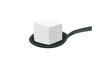 Sugar cube on teaspoon. Simple flat illustration.
