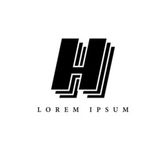 simple alphabet logo black and white concept with layer combination