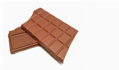 milk chocolate bars with copy space 