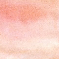 Peach watercolor background with spots, dots, blurred circles.Hand-drawn watercolor illustration