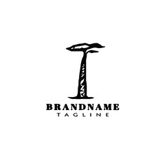flat africa tree cartoon logo icon design template black vector illustration