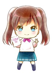 満点を取る女の子（ミニキャラ）
