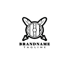 barbarian shield cartoon logo icon design template black vector