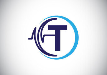 Initial T monogram alphabet with health Pulse. Heartbeat logo icon design vector. Font emblem. Logo for medical or health business, and company identity