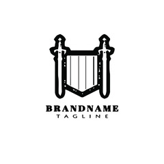 barbarian shield cartoon logo icon design template black simple illustration
