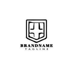 barbarian shield cartoon logo icon flat template black vector illustration