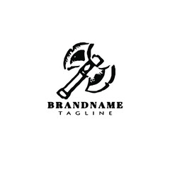 barbarian weapon logo icon design template black vector illustration