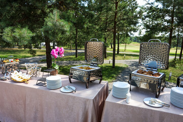 Catering, gourmet snack containers at the buffet