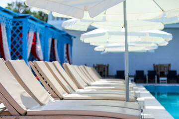 Sun loungers at sea resort