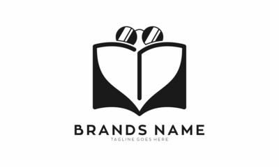 Book and glasses vector logo