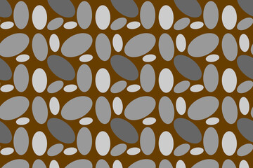 Seamless wallpaper with oval or oval gray tones in alternate sizes and colors on gold background, idea for fashion fabrics and textile and print product designs.