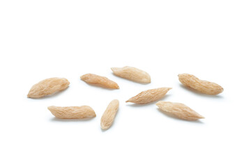 Close-up of ophiopogon ​japonicus (maidong) isolated on white background. Chinese herbal medicine.