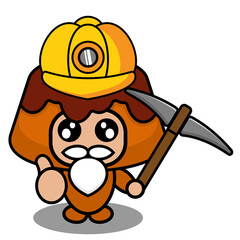 vector cartoon character mascot costume food cute brown cake mining
