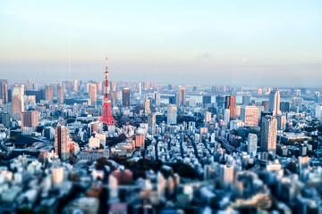 city skyline tilt shift mode