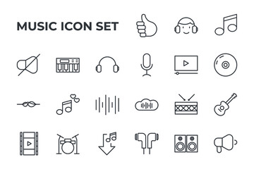 music set icon, isolated music set sign icon, vector illustration