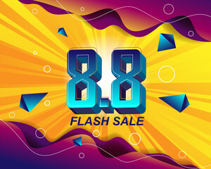 Flash Sale banner background template for 8.8 sale event
