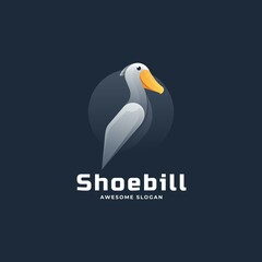 Vector Logo Illustration Shoebill Gradient Colorful Style.