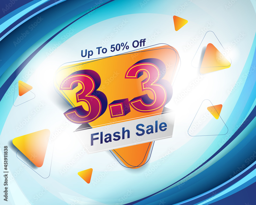 Poster Flash Sale banner background template for 3.3 sale event
