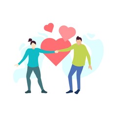man and woman fall in love couple people character vector illustration flat design