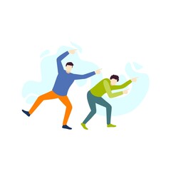 two man point to something people character flat design vector illustration