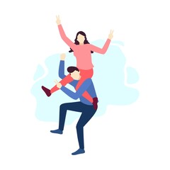 Fototapeta na wymiar man carrying woman fall in love dating couple romance people character flat design vector illustration