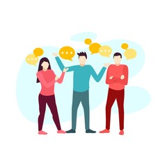 men and women group discussion people character vector illustration flat design